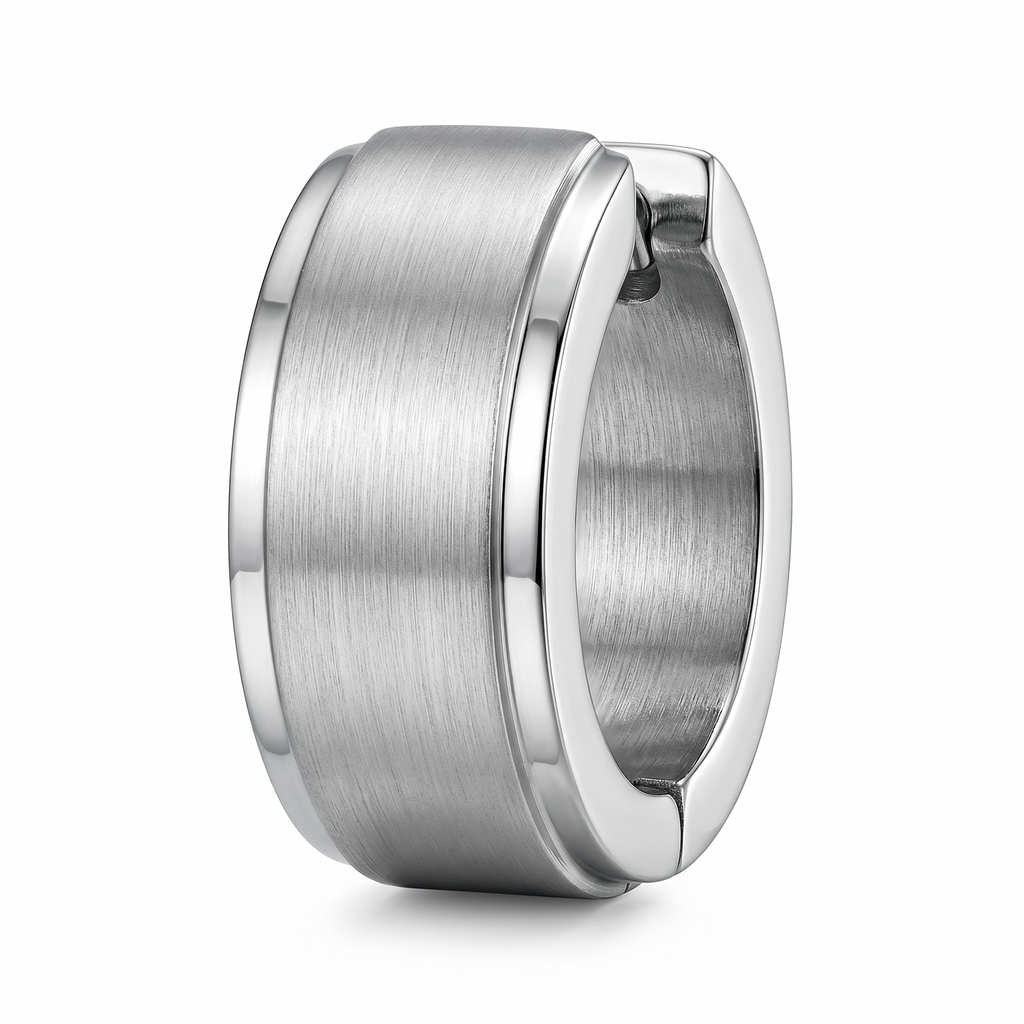 Mayfair Brushed Steel Huggie Hoop