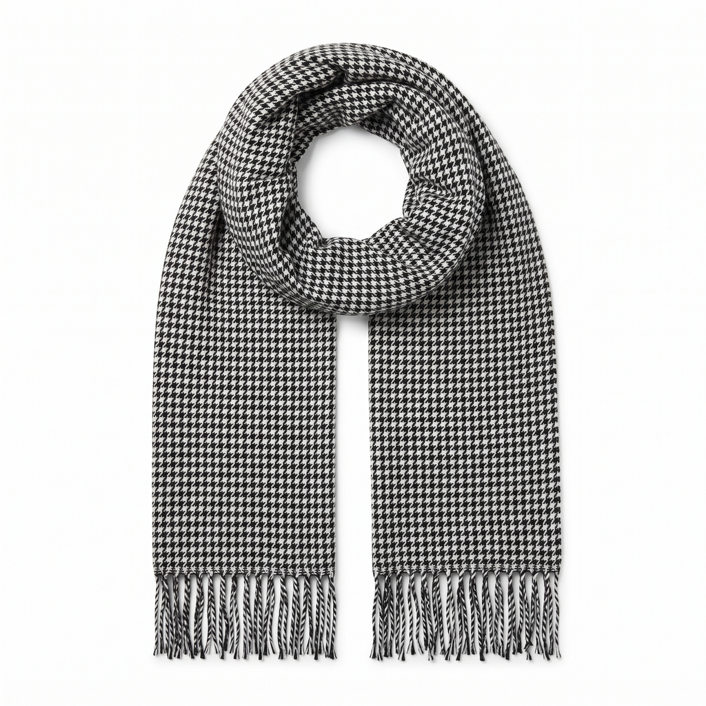 Merino Wool Houndstooth Scarf