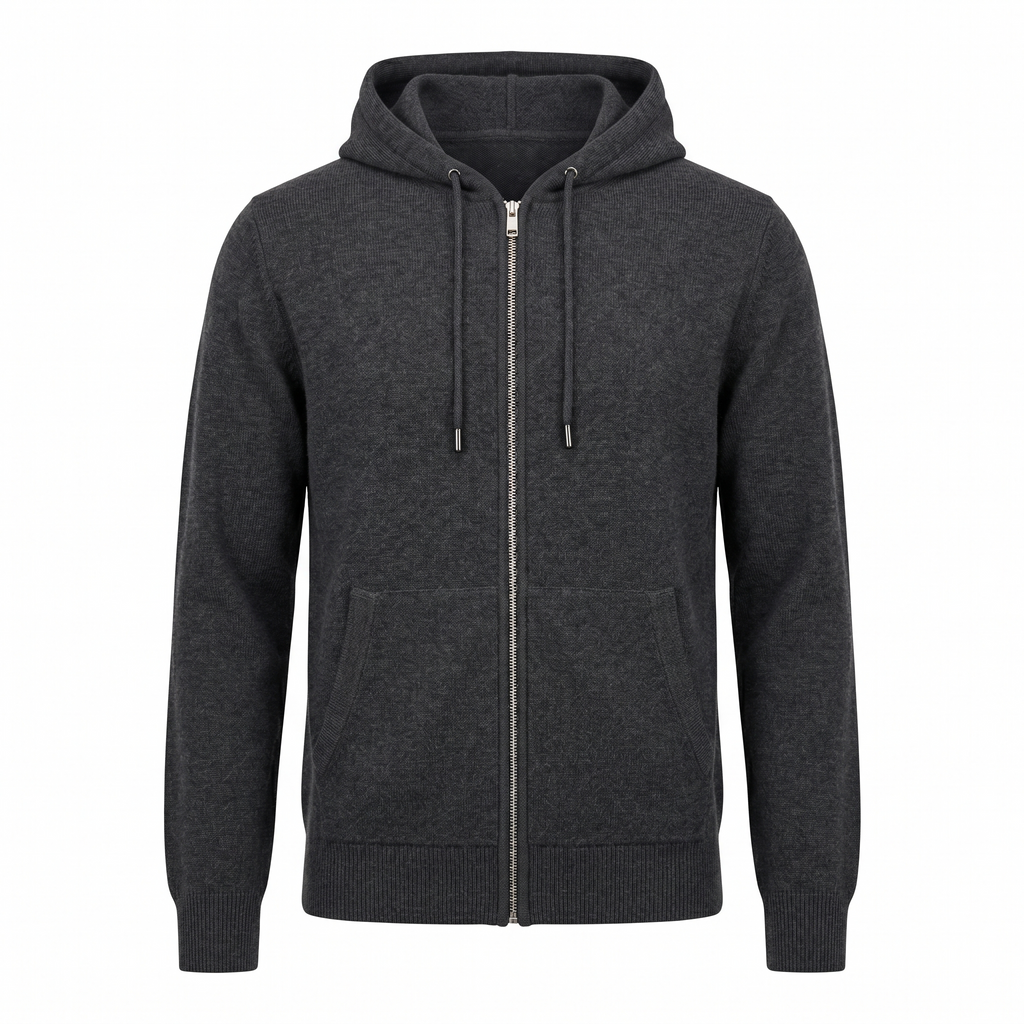 Fine-Gauge Merino Wool Zip-Up Hoodie