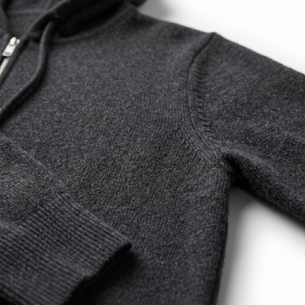 Fine-Gauge Merino Wool Zip-Up Hoodie
