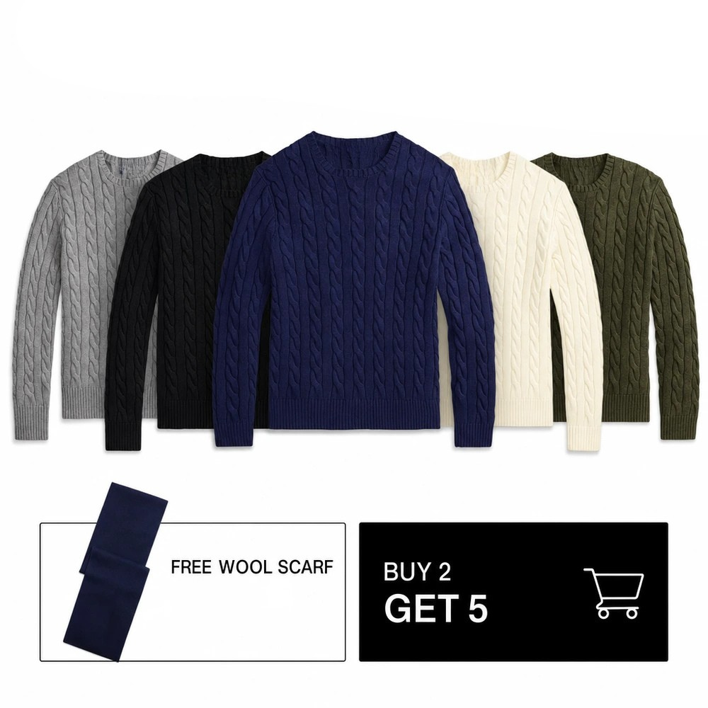 RL CABLE-KNIT JUMPER BUNDLE – BUY 2, GET 5 + FREE WOOL SCARF