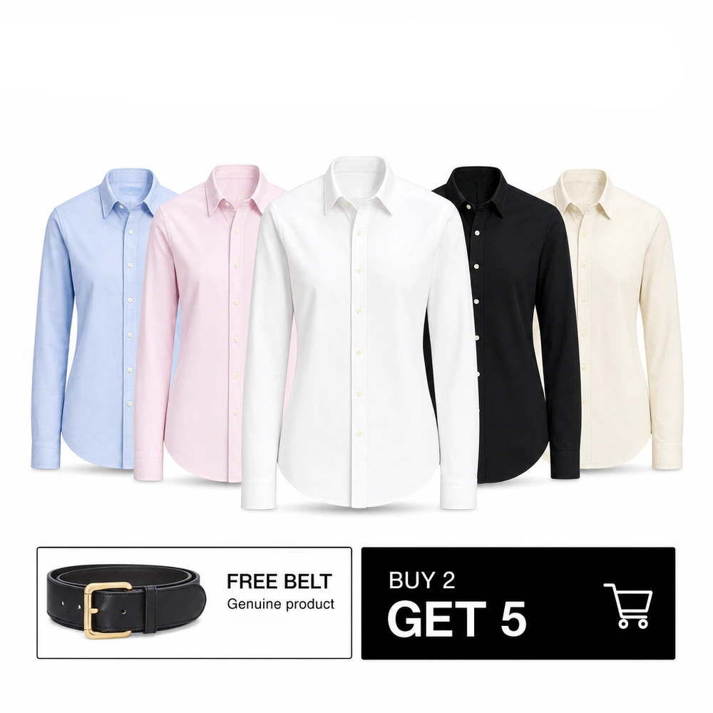 RL SLIM-FIT OXFORD SHIRT BUNDLE – BUY 2, GET 5 + FREE BELT